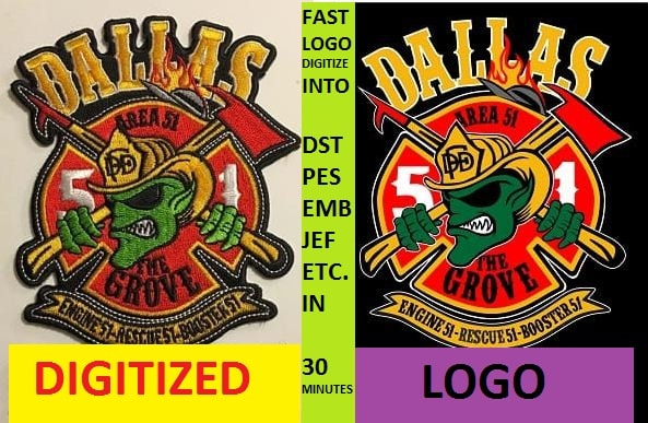 I will embroidery digitizing logo into dst emb pes