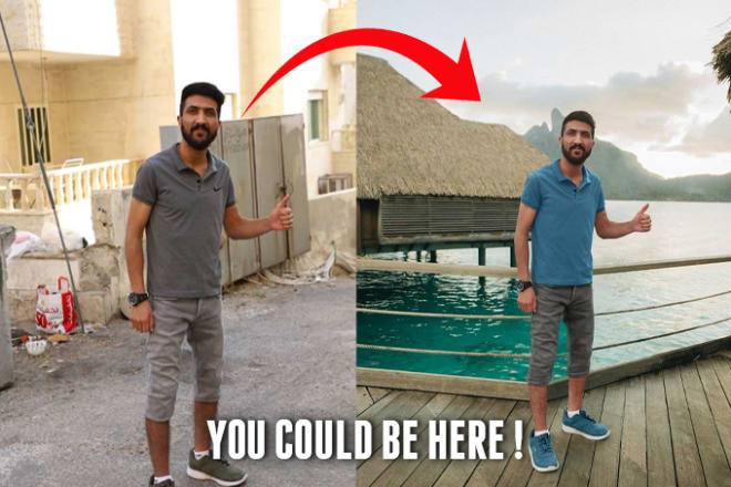 I will fake a vacation with pictures using photoshop