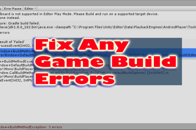 I will fix unity gradle build errors, ads integration issues, game bugs, logical errors