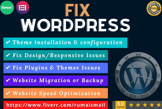 I will fix wordpress issues, errors, bugs or wordpress problems