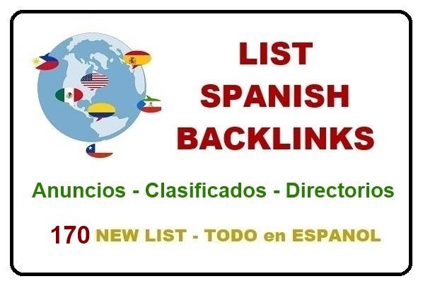 I will give list 170 backlinks spanish directory classifieds mexico spain espanol