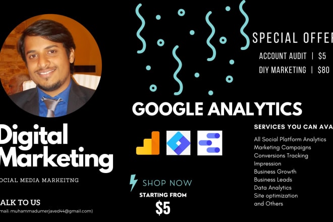 I will google analytics setup tag manager, search console facebook pixel to any website