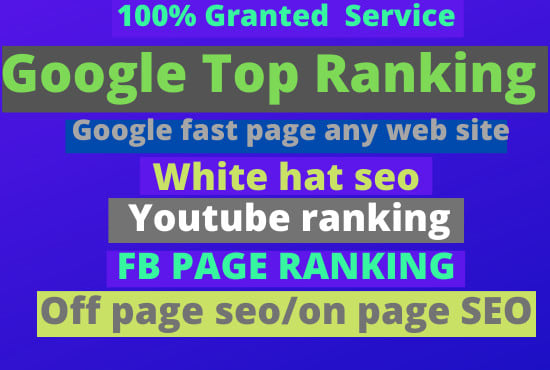 I will google top ranking with white hat SEO any web site