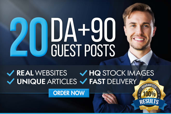 I will guest post on real da90 websites with SEO backlinks