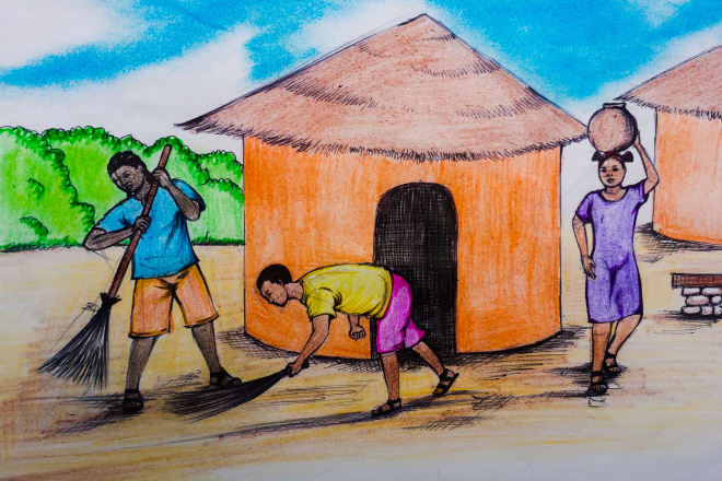 I will illustrate a typical african children story book for you