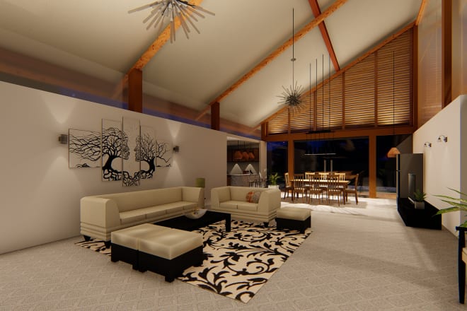 I will interior design, 3d modeling, images rendering, house design, architecture