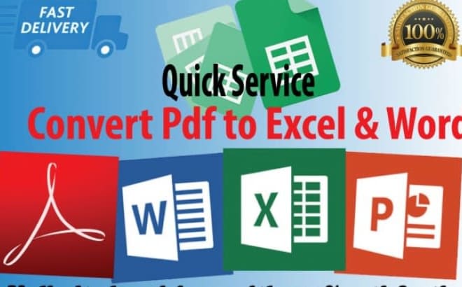I will jpeg to word excel PDF to word excel