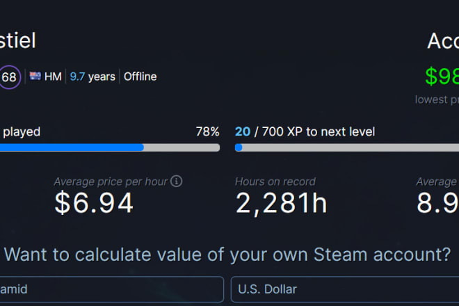 I will level you up and add games in steam