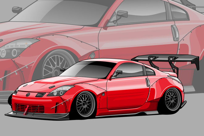 I will make awesome vector car illustration in colour or line art