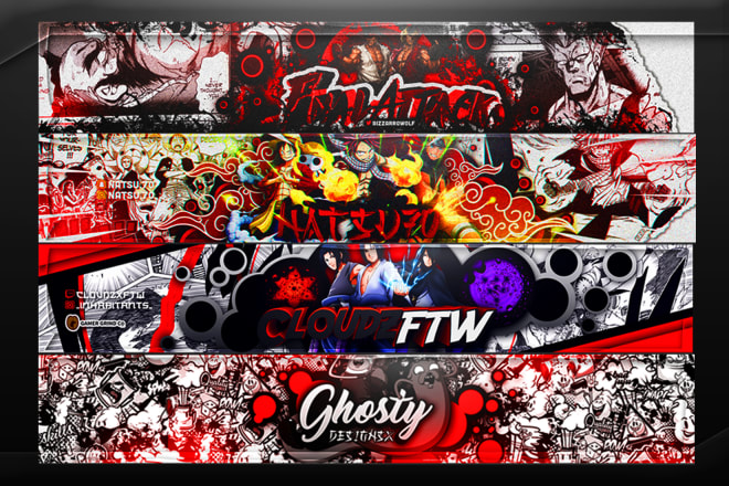 I will make banners for youtube, twitter, twitch and profile picture and mascot logo