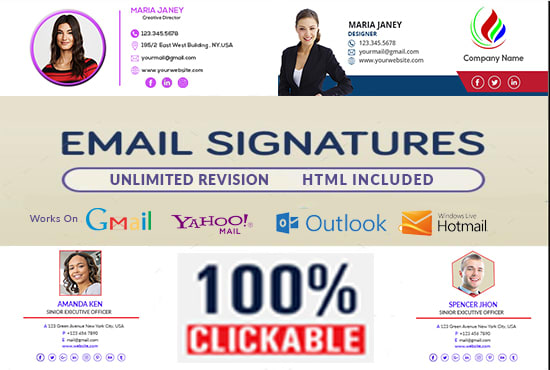 I will make clickable HTML email signature for gmail,yahoo etc