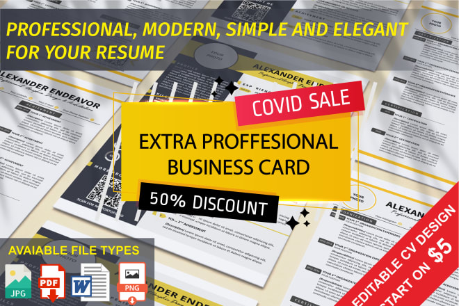 I will make the most professional and impressive CV or resume design free business card