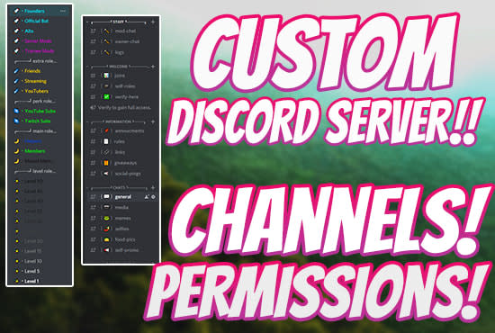 I will make you a costom outstanding proffesional discord server with all you will need