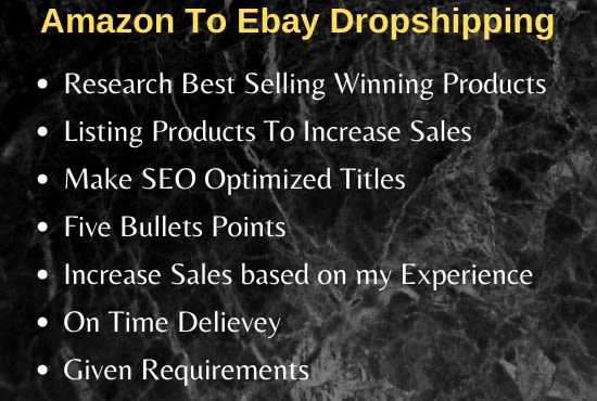 I will manage and do amazon to ebay dropship and listing ebay shop