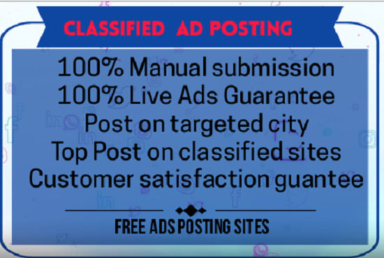 I will manually post classified ads in uk, USA and australia sites