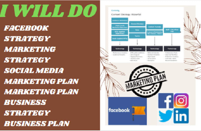 I will marketing plan, marketing strategy, business plan, social media manager, digital