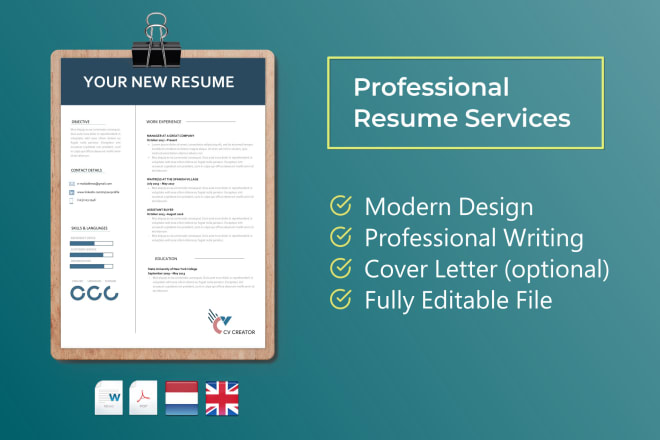 I will offer professional resume writing services and create a new design