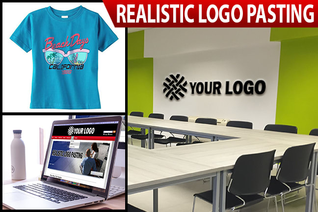 I will paste logo or image on anything tshrit, office, laptop to make realistic mockup