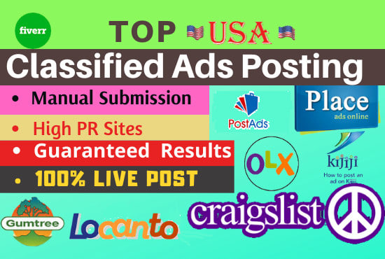 I will post your ads on top rated USA classified sites