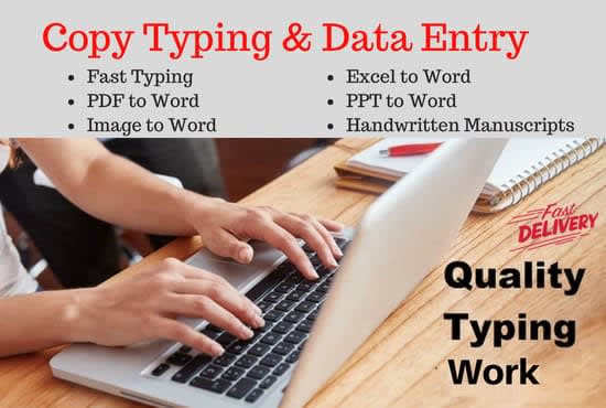 I will professional typing job, online typing job and data entry