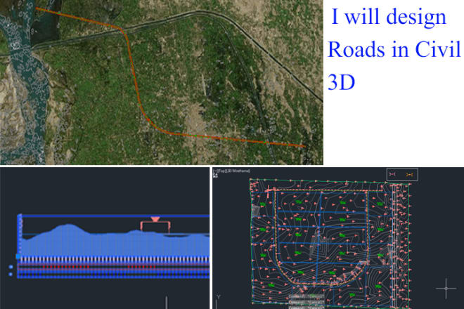 I will professionally design roads by using autocad civil 3d