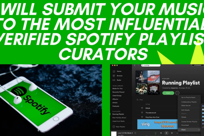 I will promote spotify music worldwide and submit to many verified playlist curatorors