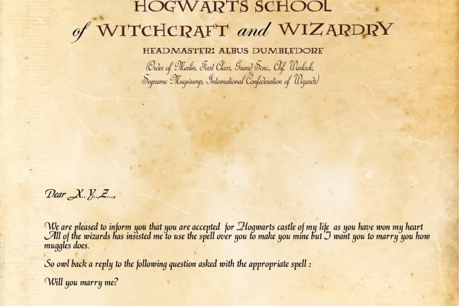 I will provide customised hogwarts acceptance letter