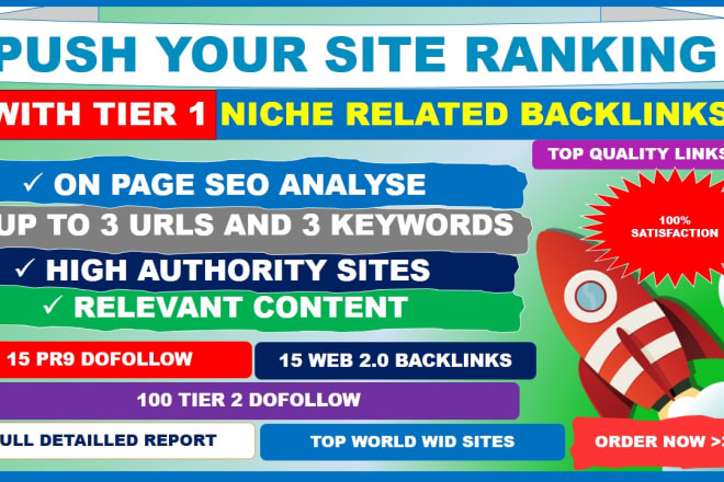 I will push your site ranking with tier 1 niche related backlinks