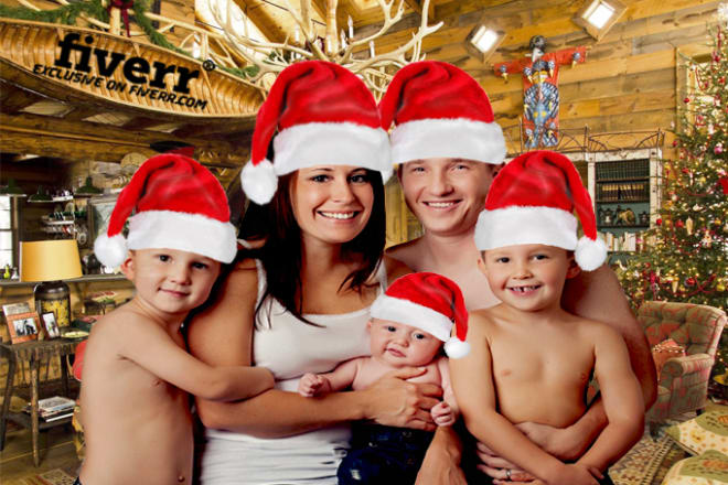 I will put santa hat and christmas background to your photo