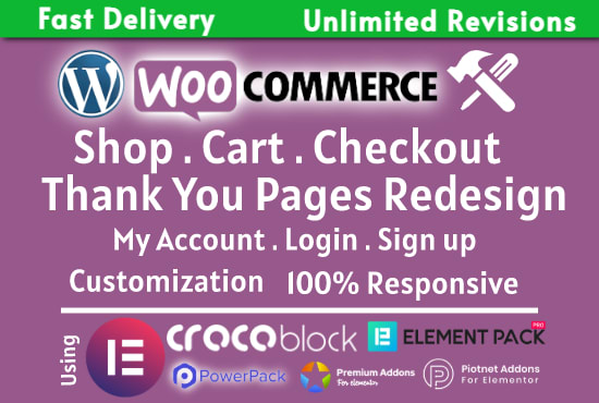I will redesign woocommerce shop, cart, checkout, thank you pages