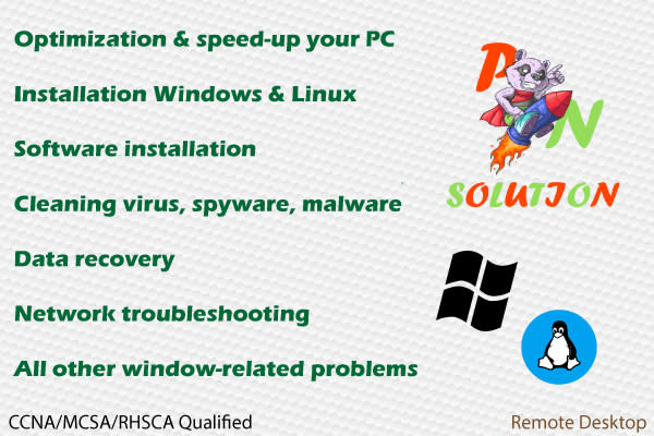 I will repair, fix, speedup windows and linux PC or laptop remotely