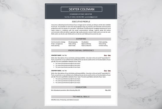 I will review, revise and redesign your professional resume