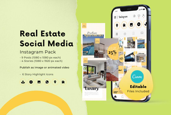 I will send instagram canva templates for real estate