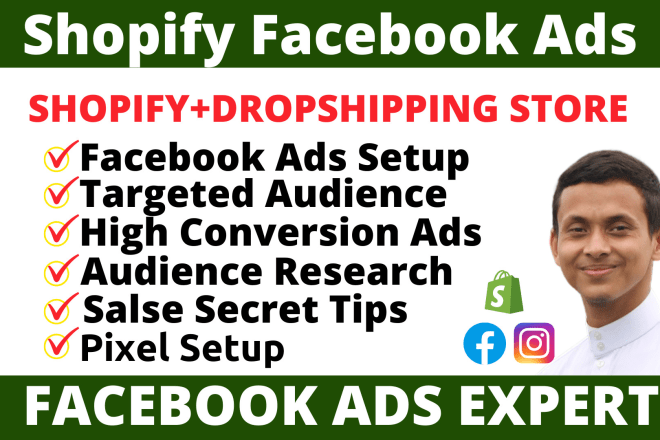 I will setup shopify facebook ads and instagram ads campaign for shopify advertising