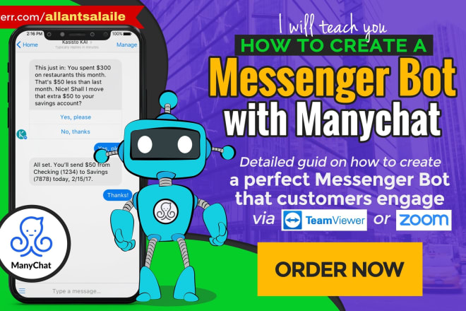 I will teach you manychat messenger bot building