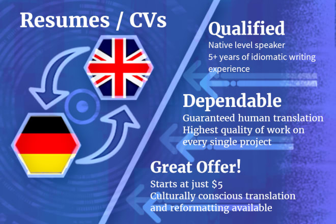I will translate your CV german to english or english to german