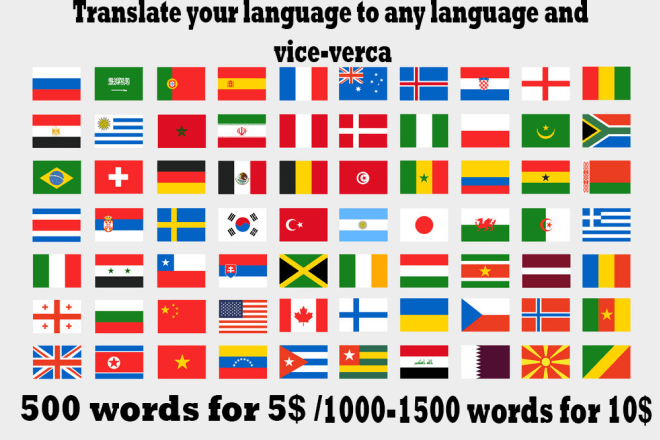 I will translate your language to any language and vice versa