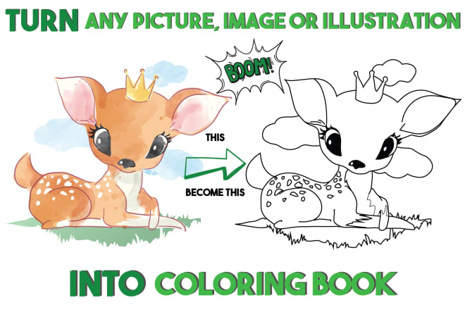 I will turn colored drawings into coloring book pages