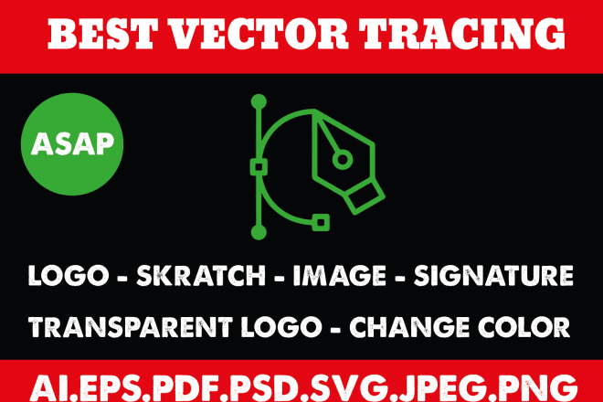 I will vector trace, vectorize, convert logo to vector asap