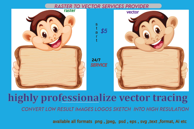 I will vector tracing raster to vector image to vector convert to vector illustrator ve