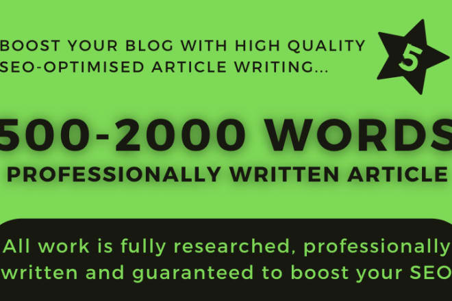 I will write you an SEO optimised article on any topic