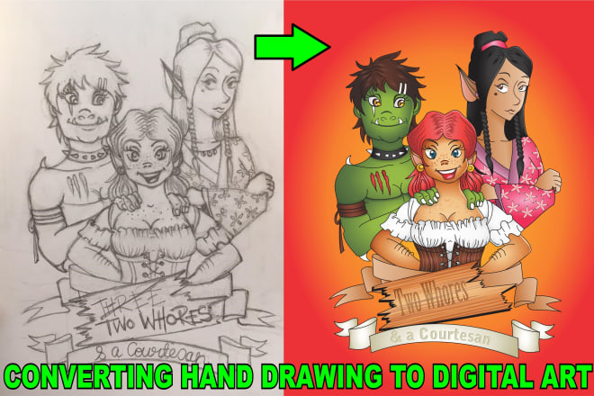 I will convert hand drawing into digital art