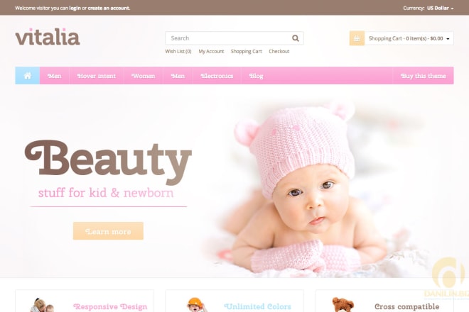 I will design and develop eye catching kids baby store,website