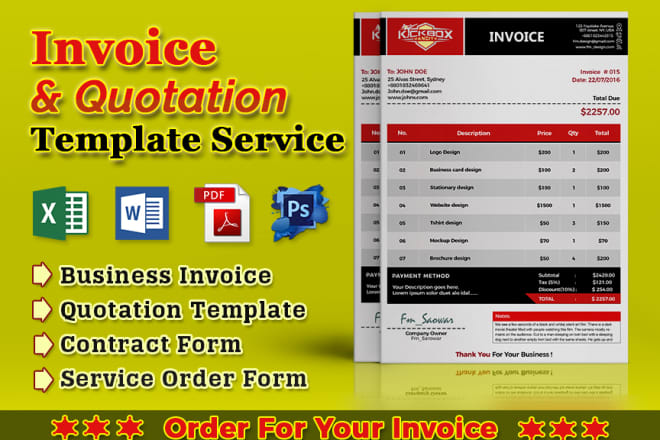 I will design professional invoice template