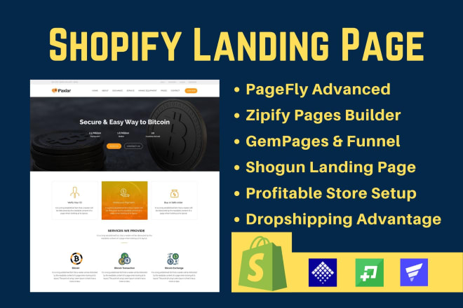 I will design shopify landing page with pagefly, gempages, zipify