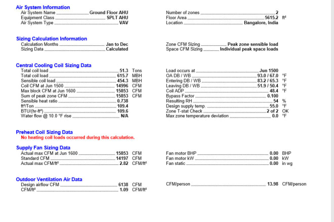 I will do hvac air conditioning load calculation report, duct sizing with drafting