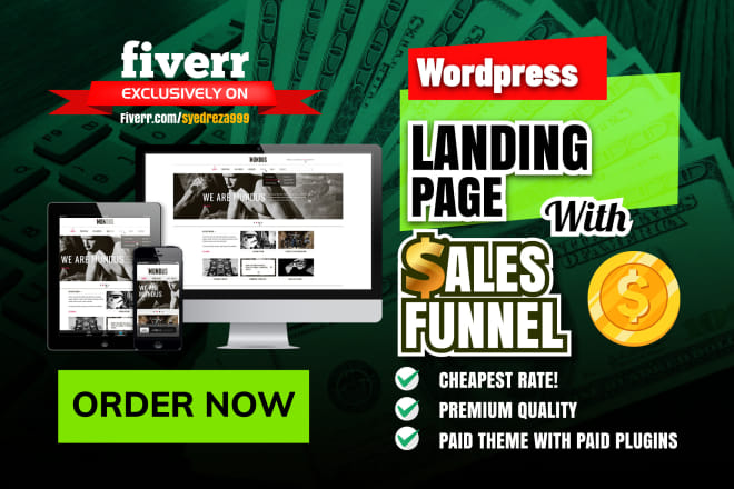 I will do wordpress sales funnel, sales page design or landing page