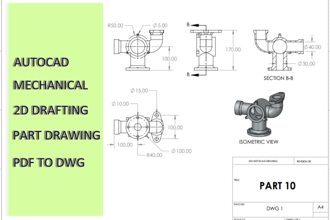 I will draw autocad 2d mechanical product drawing