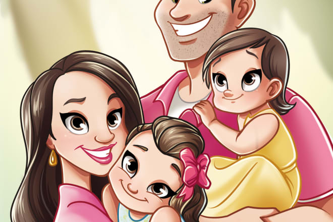 I will draw you family portrait in disney style