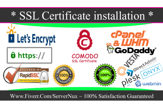 I will install free ssl, paid SSL https padlock wordpress in 1 hour